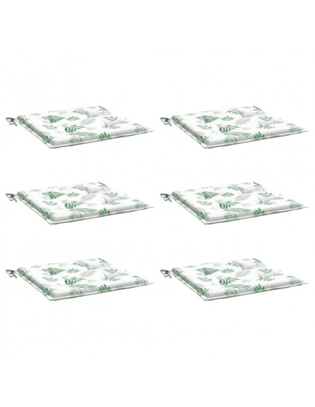 Cuscini per Sedia 6 pz Motivo a Foglie 50x50x3 cm in Tessuto