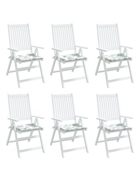 Cuscini per Sedia 6 pz Motivo a Foglie 50x50x3 cm in Tessuto