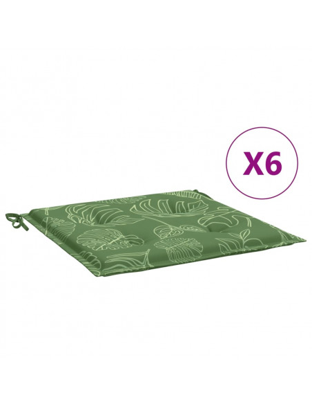 Cuscini per Sedia 6 pz Motivo a Foglie 50x50x3 cm in Tessuto