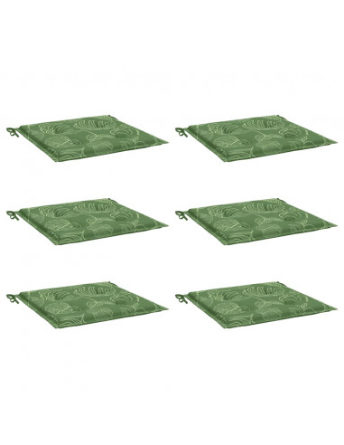 Cuscini per Sedia 6 pz Motivo a Foglie 50x50x3 cm in Tessuto