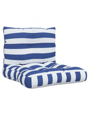 Cuscini per Pallet 2 pz Strisce Blu e Bianche Tessuto Oxford
