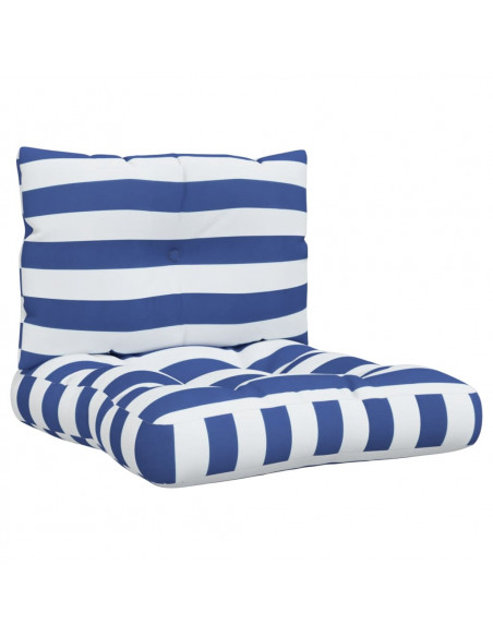Cuscini per Pallet 2 pz Strisce Blu e Bianche Tessuto Oxford