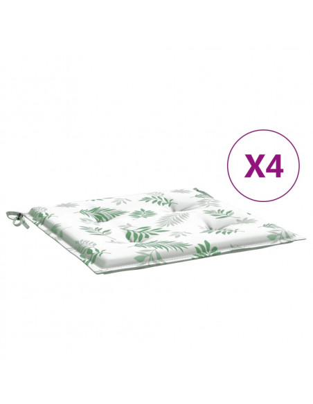 Cuscini per Sedia 4pz Motivo a Foglie 50x50x3 cm in Tessuto