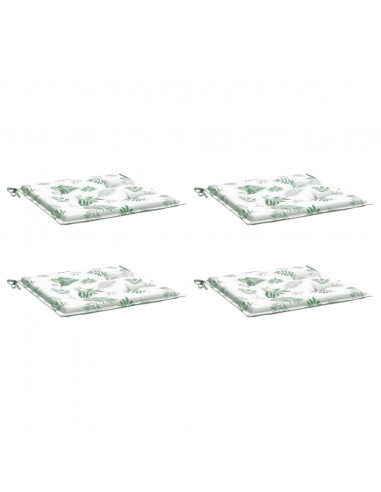 Cuscini per Sedia 4pz Motivo a Foglie 50x50x4 cm in Tessuto