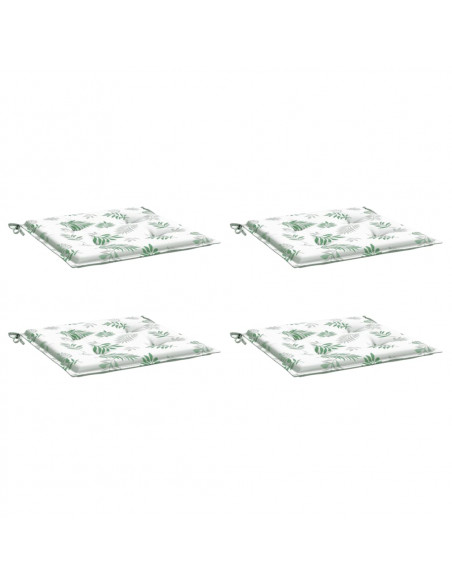 Cuscini per Sedia 4pz Motivo a Foglie 50x50x3 cm in Tessuto