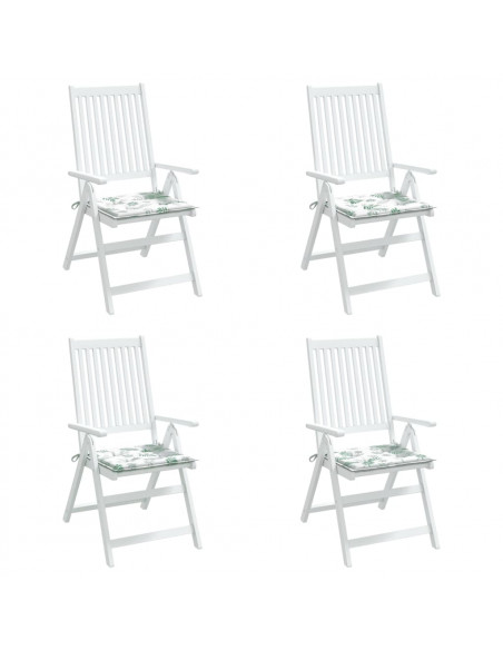 Cuscini per Sedia 4pz Motivo a Foglie 50x50x3 cm in Tessuto