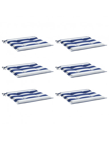 Cuscini per Sedia 6 pz Strisce Bianche e Blu 40x40x3 cm Tessuto