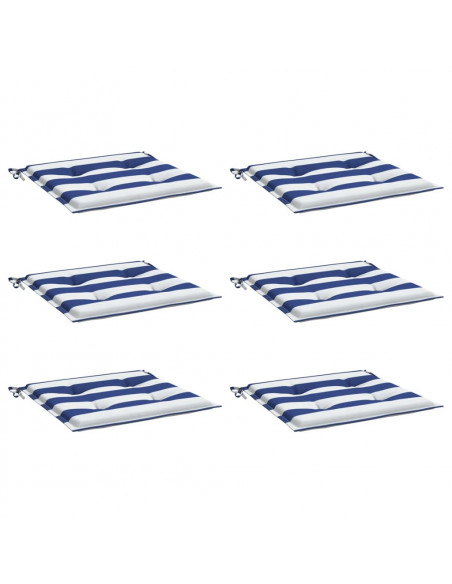Cuscini per Sedia 6 pz Strisce Bianche e Blu 40x40x3 cm Tessuto