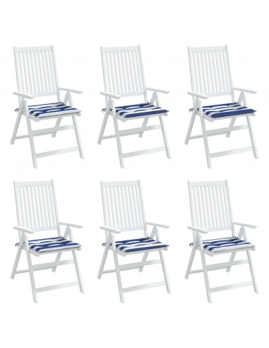 Cuscini per Sedia 6 pz Strisce Bianche e Blu 40x40x3 cm Tessuto
