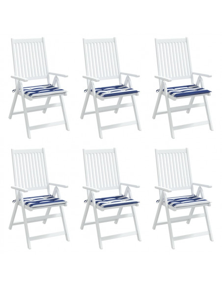Cuscini per Sedia 6 pz Strisce Bianche e Blu 40x40x3 cm Tessuto