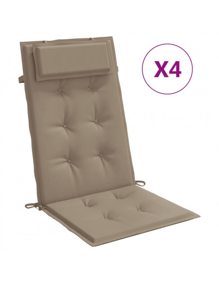 Cuscini per Sedia con Schienale Alto 4pz Tortora Tessuto Oxford