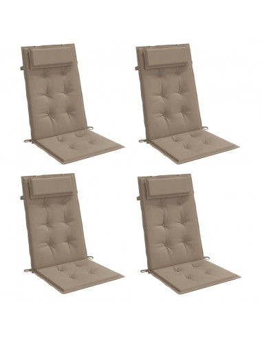 Cuscini per Sedia con Schienale Alto 4pz Tortora Tessuto Oxford