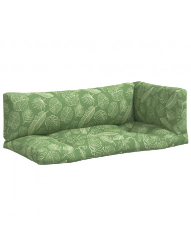 Cuscini per Pallet 3 pz Motivo a Foglie in Tessuto Oxford