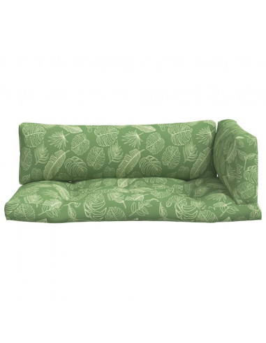 Cuscini per Pallet 3 pz Motivo a Foglie in Tessuto Oxford