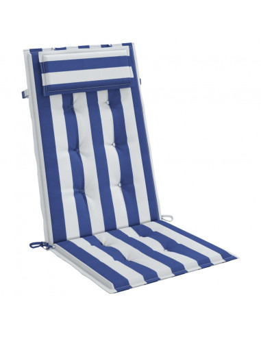 Cuscini Sedia Schienale Alto 6 pz Bianco e Blu Tessuto Oxford