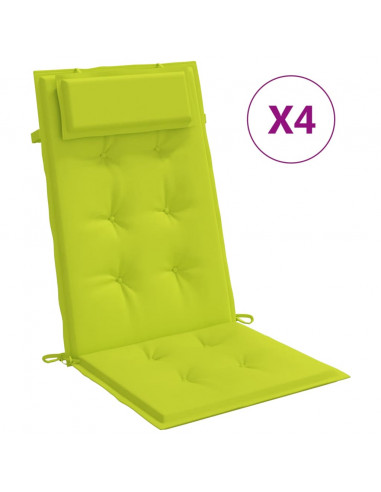 Cuscini Sedia Schienale Alto 4 pz Verde Chiaro Tessuto Oxford