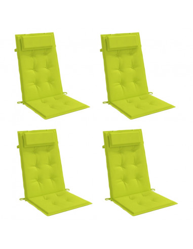 Cuscini Sedia Schienale Alto 4 pz Verde Chiaro Tessuto Oxford