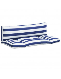 Cuscini per Pallet 2 pz Strisce Blu e Bianche Tessuto Oxford 2