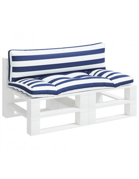 Cuscini per Pallet 2 pz Strisce Blu e Bianche Tessuto Oxford