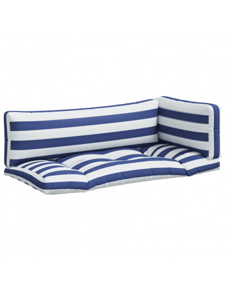 Cuscini per Pallet 3 pz Strisce Blu e Bianche Tessuto Oxford