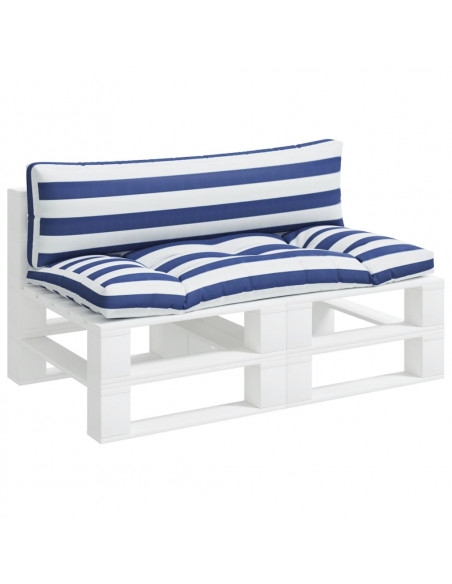 Cuscini per Pallet 3 pz Strisce Blu e Bianche Tessuto Oxford