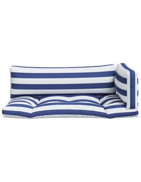 Cuscini per Pallet 3 pz Strisce Blu e Bianche Tessuto Oxford
