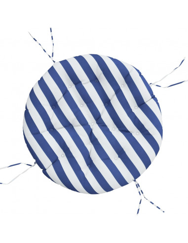 Cuscino Rotondo Righe Blu Bianche Ø 100x11 cm in Tessuto Oxford