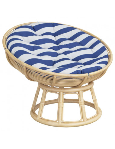 Cuscino Rotondo Righe Blu Bianche Ø 100x11 cm in Tessuto Oxford