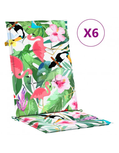 Cuscini per Sedia con Schienale Alto 6pz Multicolore in Tessuto