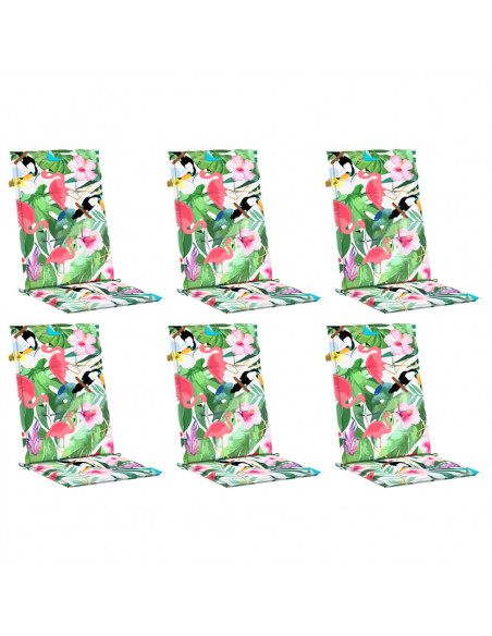 Cuscini per Sedia con Schienale Alto 6pz Multicolore in Tessuto