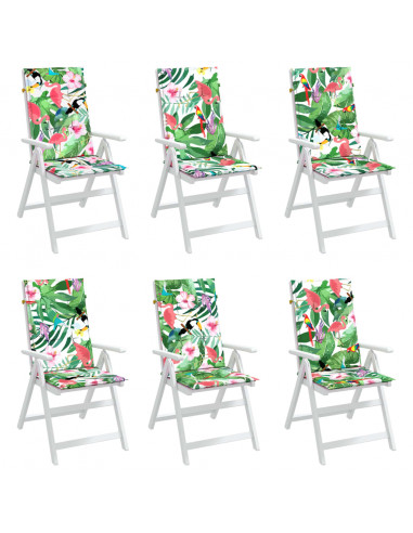 Cuscini per Sedia con Schienale Alto 6pz Multicolore in Tessuto