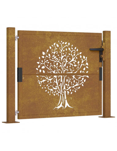 Cancello da Giardino 105x80 cm in Acciaio Corten Design Albero