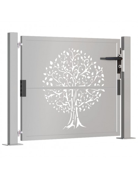 Cancello da Giardino 105x80 cm in Acciaio Corten Design Albero