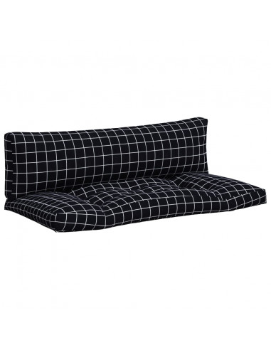 Cuscini per Pallet 2 pz Motivo a Quadri Nero in Tessuto Oxford