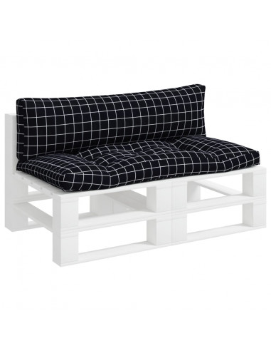 Cuscini per Pallet 2 pz Motivo a Quadri Nero in Tessuto Oxford