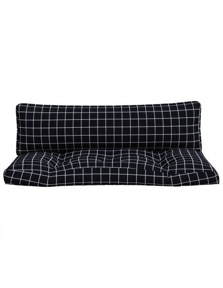 Cuscini per Pallet 2 pz Motivo a Quadri Nero in Tessuto Oxford