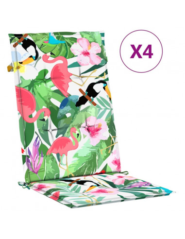 Cuscini per Sedia con Schienale Alto 4pz Multicolore in Tessuto