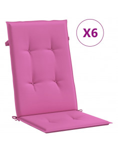 Cuscini per Sedia con Schienale Alto 6pz Rosa in Tessuto 2