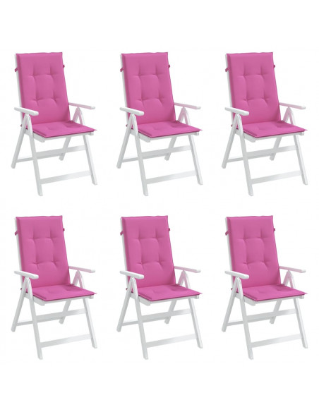 Cuscini per Sedia con Schienale Alto 6pz Rosa in Tessuto