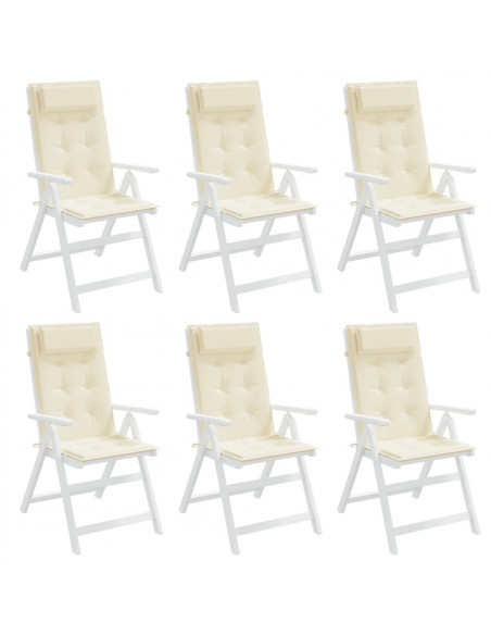 Cuscini per Sedia con Schienale Alto 6 pz Crema Tessuto Oxford