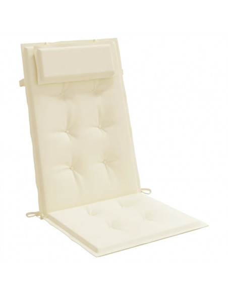Cuscini per Sedia con Schienale Alto 6 pz Crema Tessuto Oxford