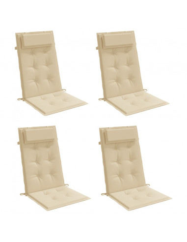 Cuscini per Sedia con Schienale Alto 4 pz Beige Tessuto Oxford