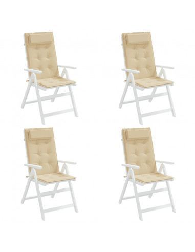 Cuscini per Sedia con Schienale Alto 4 pz Beige Tessuto Oxford