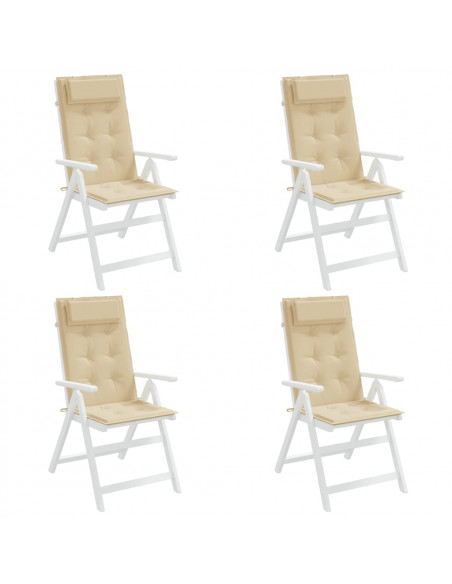 Cuscini per Sedia con Schienale Alto 4 pz Beige Tessuto Oxford