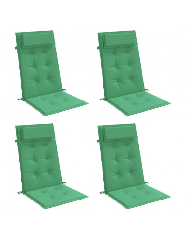 Cuscini per Sedia con Schienale Alto 4 pz Verde Tessuto Oxford