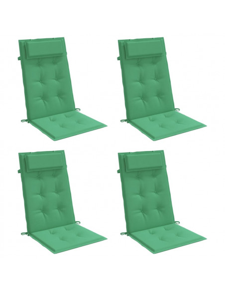 Cuscini per Sedia con Schienale Alto 4 pz Verde Tessuto Oxford