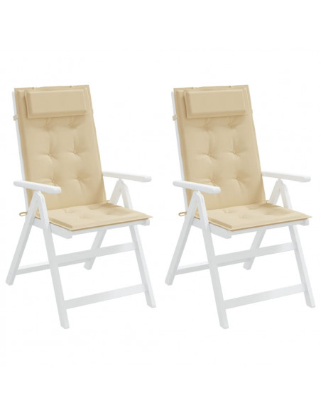 Cuscini per Sedia con Schienale Alto 2 pz Beige Tessuto Oxford