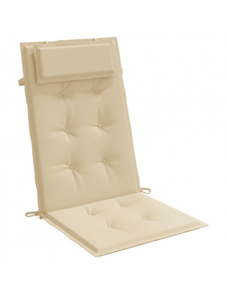 Cuscini per Sedia con Schienale Alto 2 pz Beige Tessuto Oxford