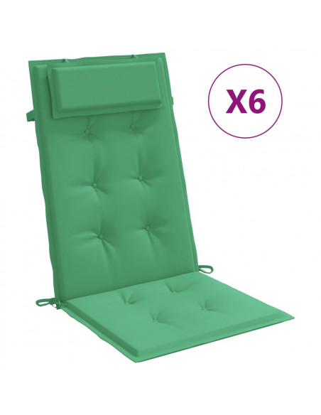 Cuscini per Sedia con Schienale Alto 6 pz Verde Tessuto Oxford