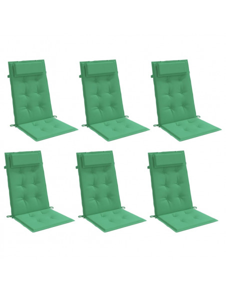 Cuscini per Sedia con Schienale Alto 6 pz Verde Tessuto Oxford